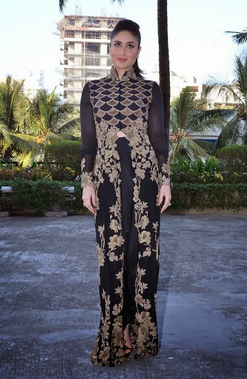 Kareena Kapoor In Anamika Khanna Black And Gold Outfit Latest Fashion 