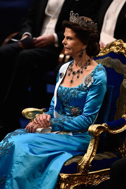  Queen Silvia of Sweden attends the Nobel Prize Banquet 2014