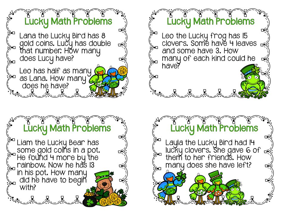 http://lookingfromthirdtofourth.blogspot.com/2015/03/lucky-math-problems.html