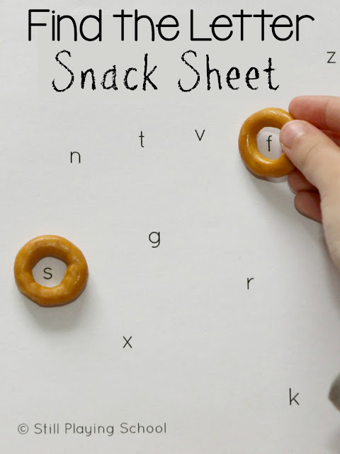Letter identification snack sheet for preschool