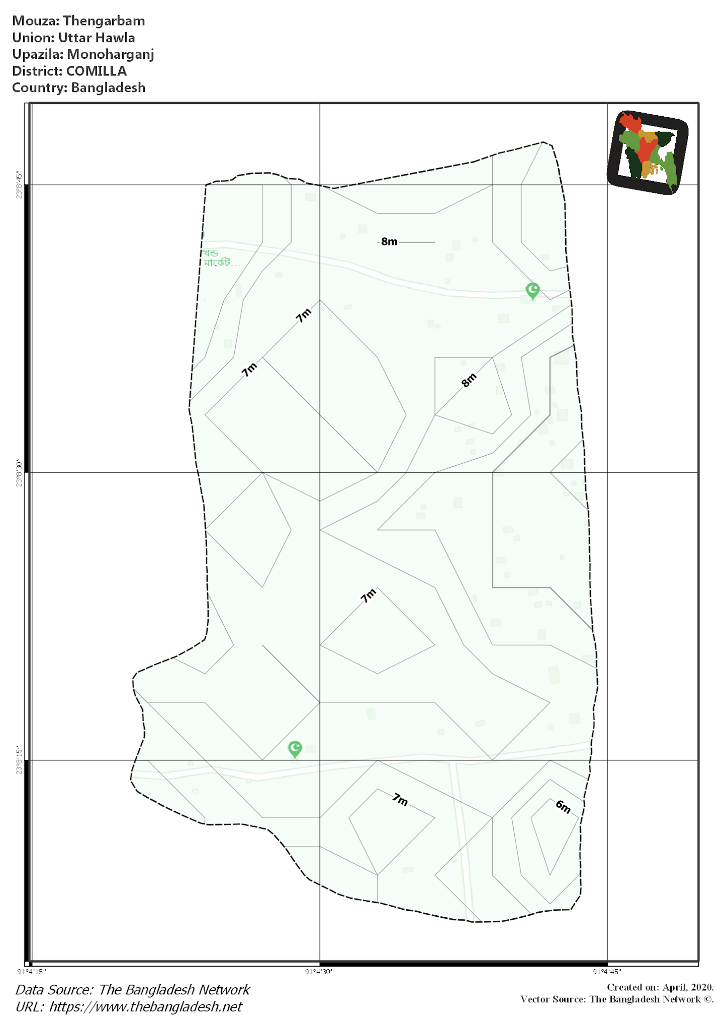 Map of Thengarbam Mouza of Monoharganj Upazila, COMILLA, Bangladesh.