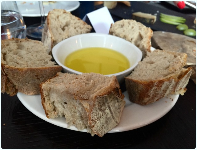 Warm bread with olive oil