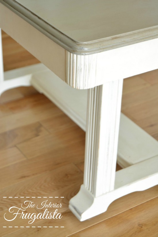Vintage Dining Table Makeover painted with Old White chalkpaint and distressed