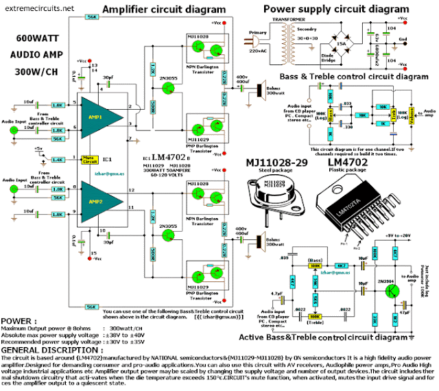 600W Audio Amplifier - The Circuit