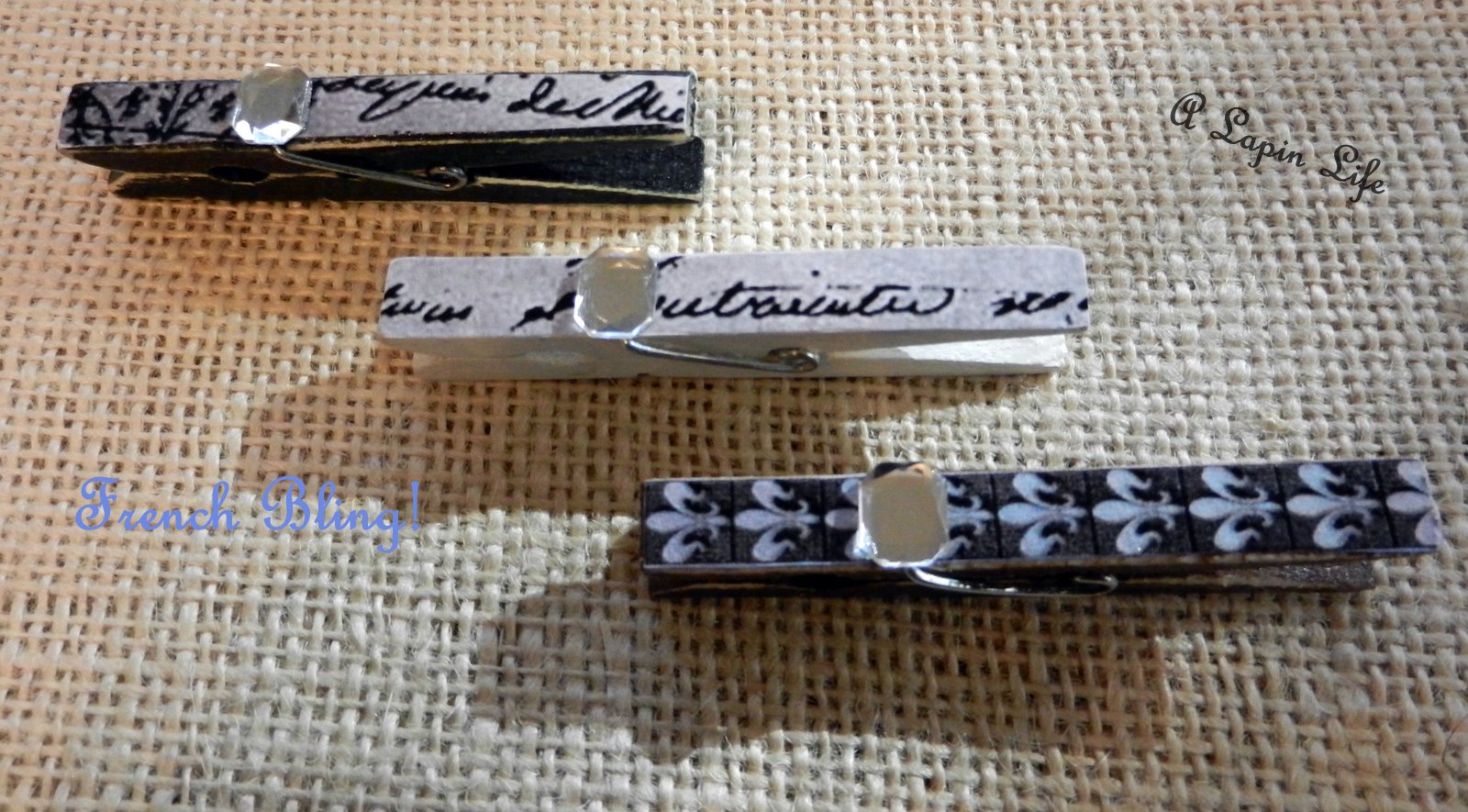 A Lapin Life French Bling Wood Clothespins