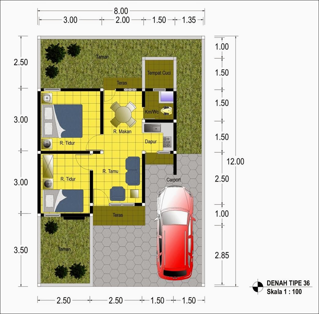 Desain Rumah Minimalis type 36 Simpel Namun Indah 