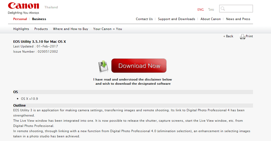 canon eos utility mac lion download
