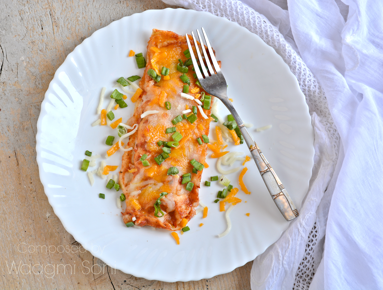 Cookingisfunn Corn and Spinach Enchiladas