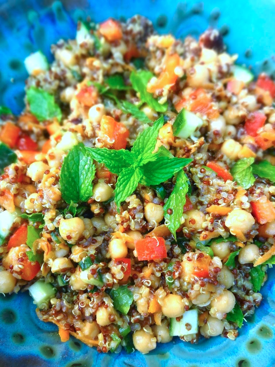 Scrumpdillyicious Moroccan Quinoa Salad with Chickpeas & Veggies