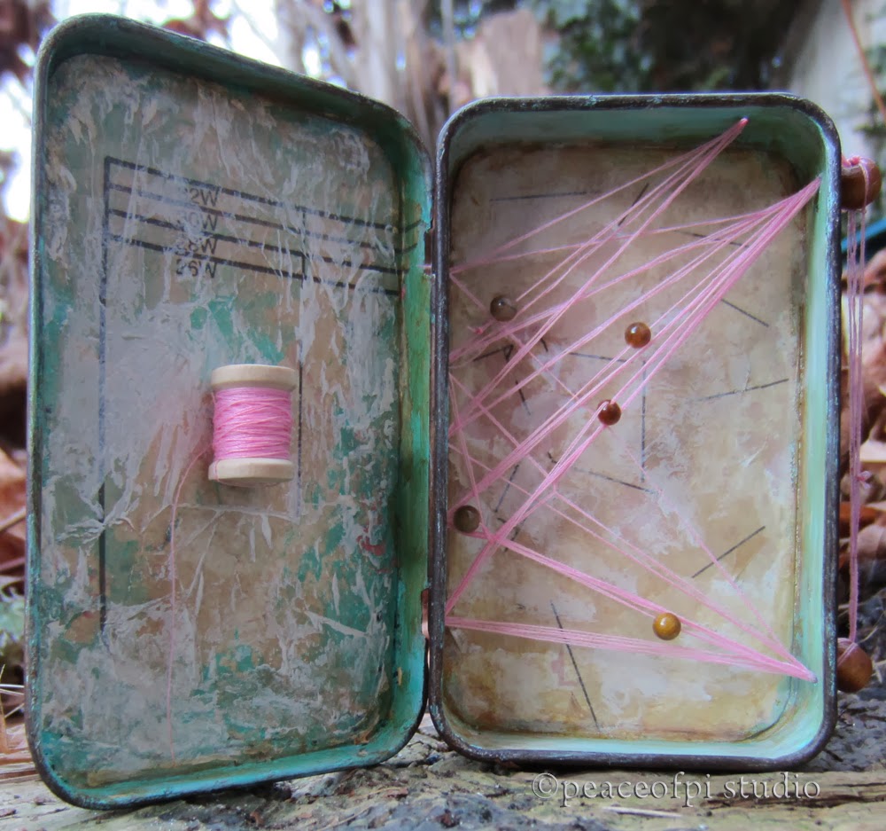 peaceofpi studio Mixed Media Thread Altered Tin