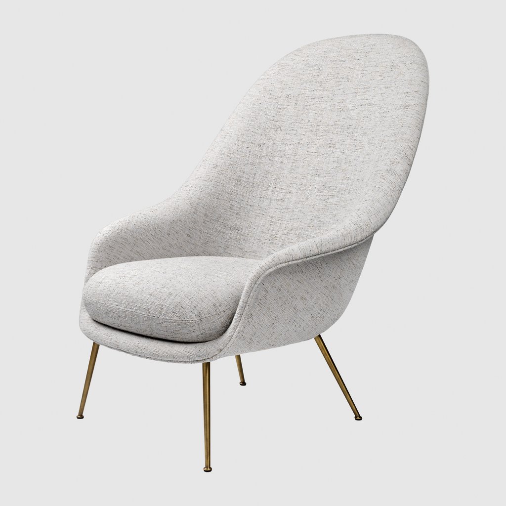 Bat Lounge Chair - Fully Upholstered, High back, Conic base