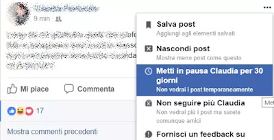 pausa su facebook snooze facebook