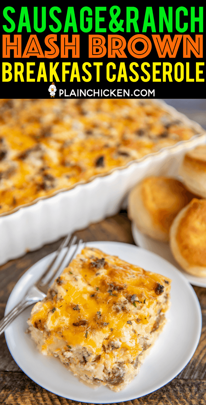 Sausage and Ranch Hash Brown Breakfast Casserole Plain Chicken®