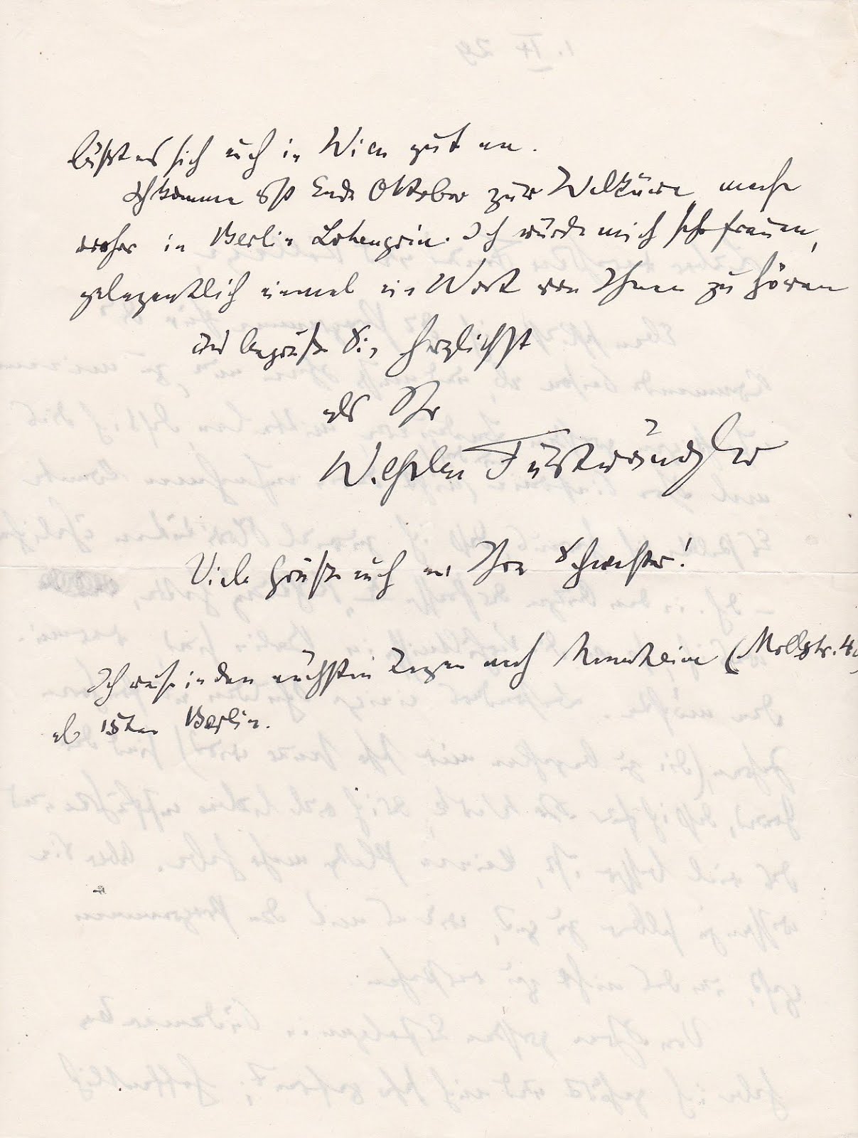 Conductor Wilhelm Furtwaengler pens a 2 page letter to his colleague Robert Heger