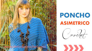 Poncho asimétrico con cuadros crochet / Paso a paso