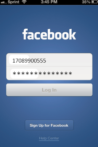 Facebook Login Using Mobile Number