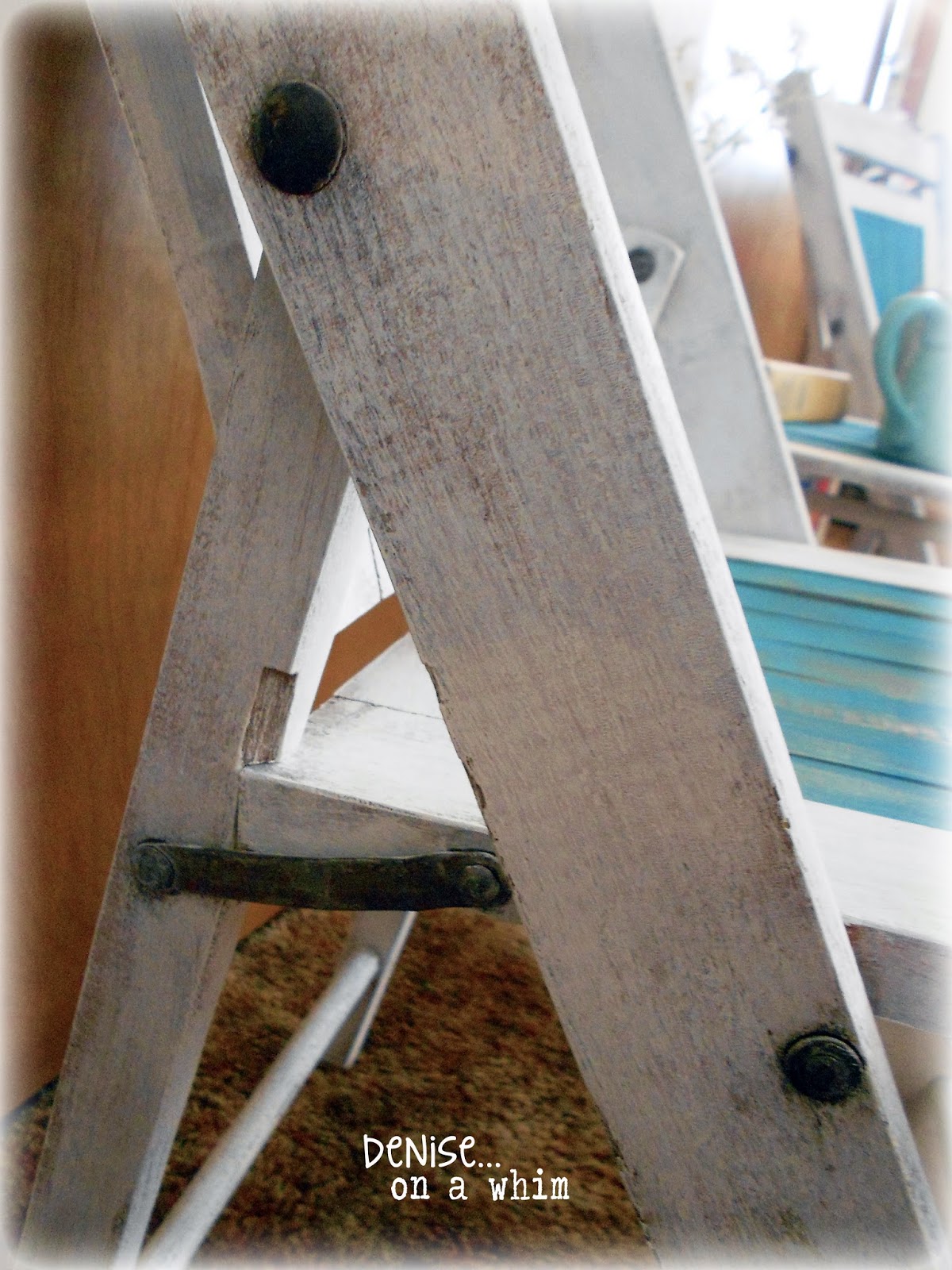 Vintage wooden folding chairs with nicely patinaed hardware via http://deniseonawhim.blogspot.com