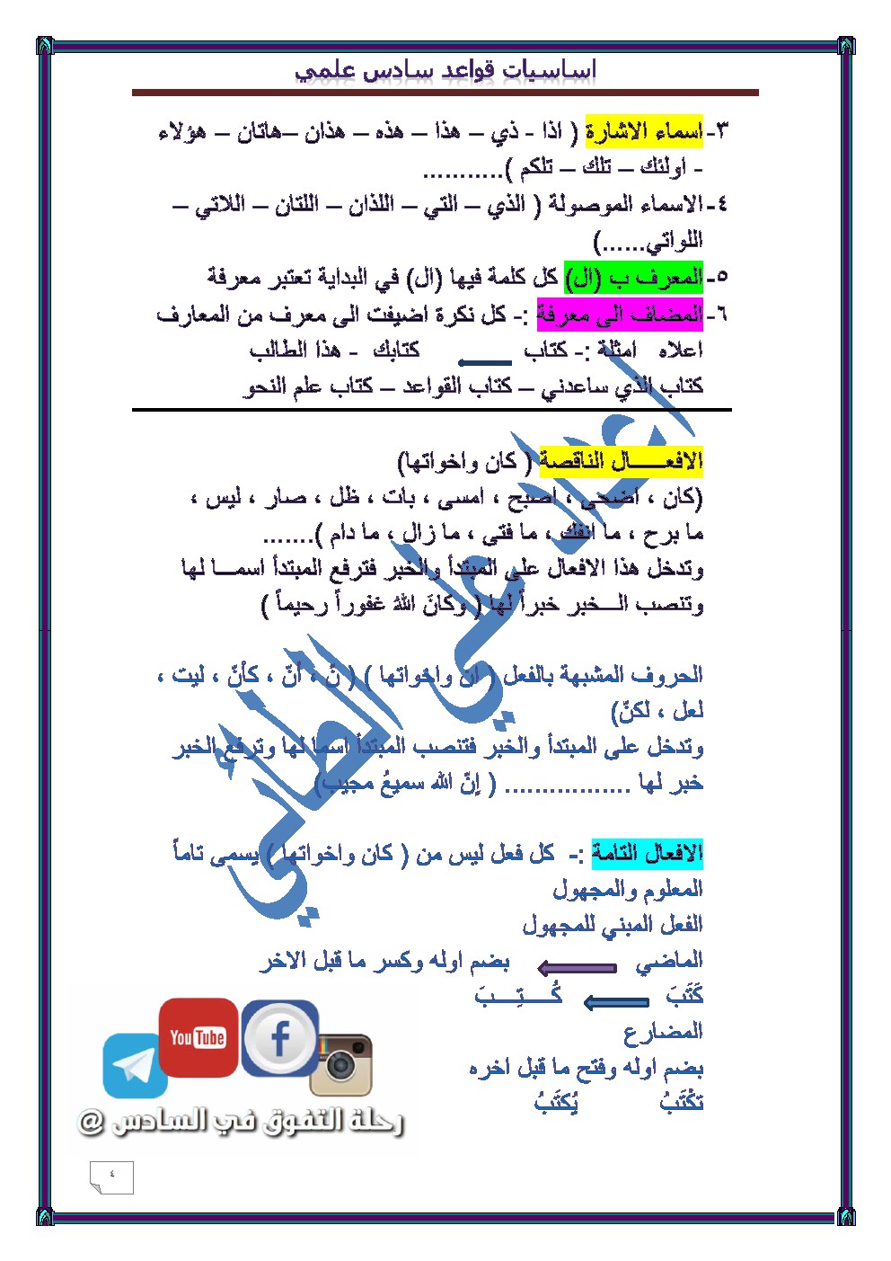 اساسيات قواعد اللغة العربية للصف السادس الاعدادي للاستاذ علي الطائي