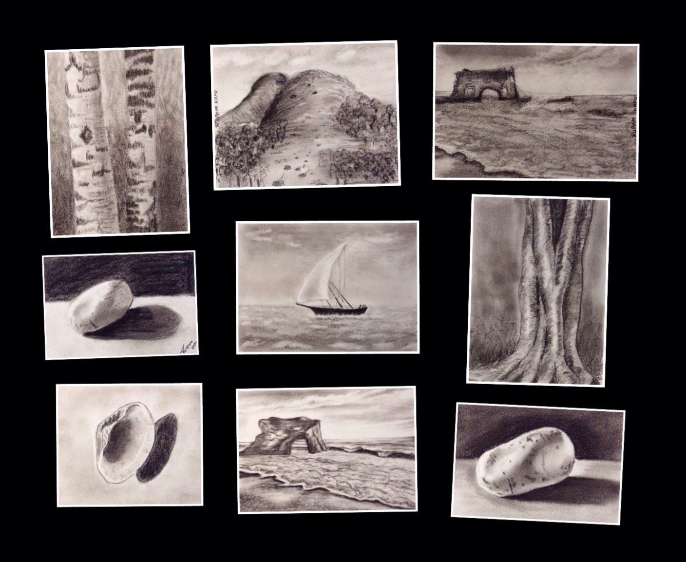 charcoal paintings done during a two days CHARCOAL WORKSHOP conducted by Manju Panchal
