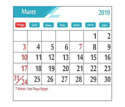 Kalender Maret 2019 - tanggal merah Kalender Maret 2019 - tanggal merah