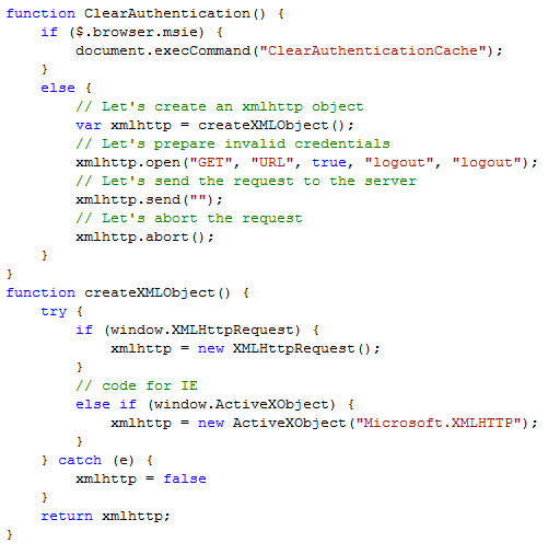-- André Pedroso --: Clear Authentication Cache - Javascript
