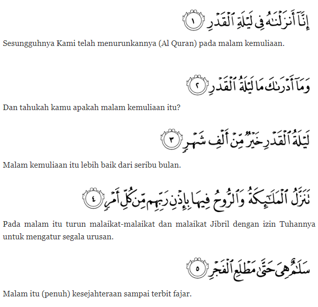 Surat Al Qadr Beserta Terjemahannya / Surat Al Kautsar Dan Artinya Page