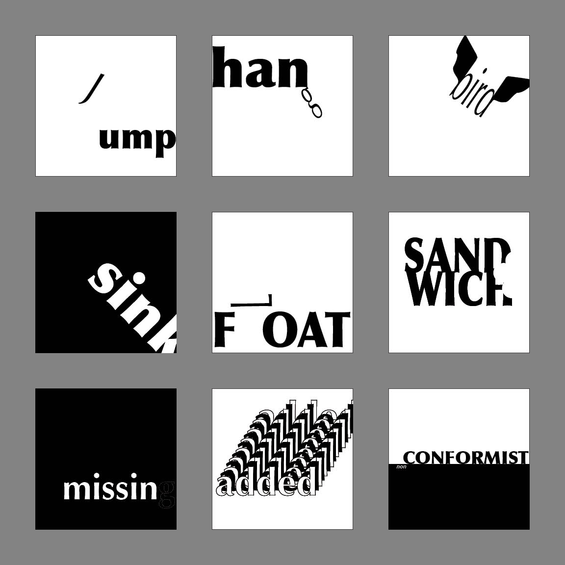 Type A Designs Black & White Typography (All with Letters)