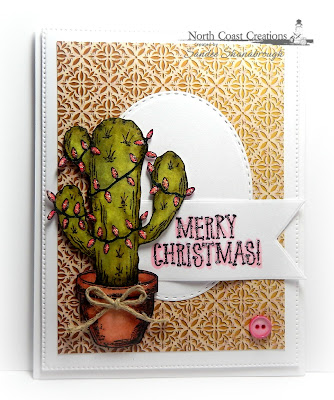 North Coast Creations stamp set: Cactus Lights, Our Daily Bread Designs Custom Dies: Stitched Ovals, Pennants, Flourished Star Pattern