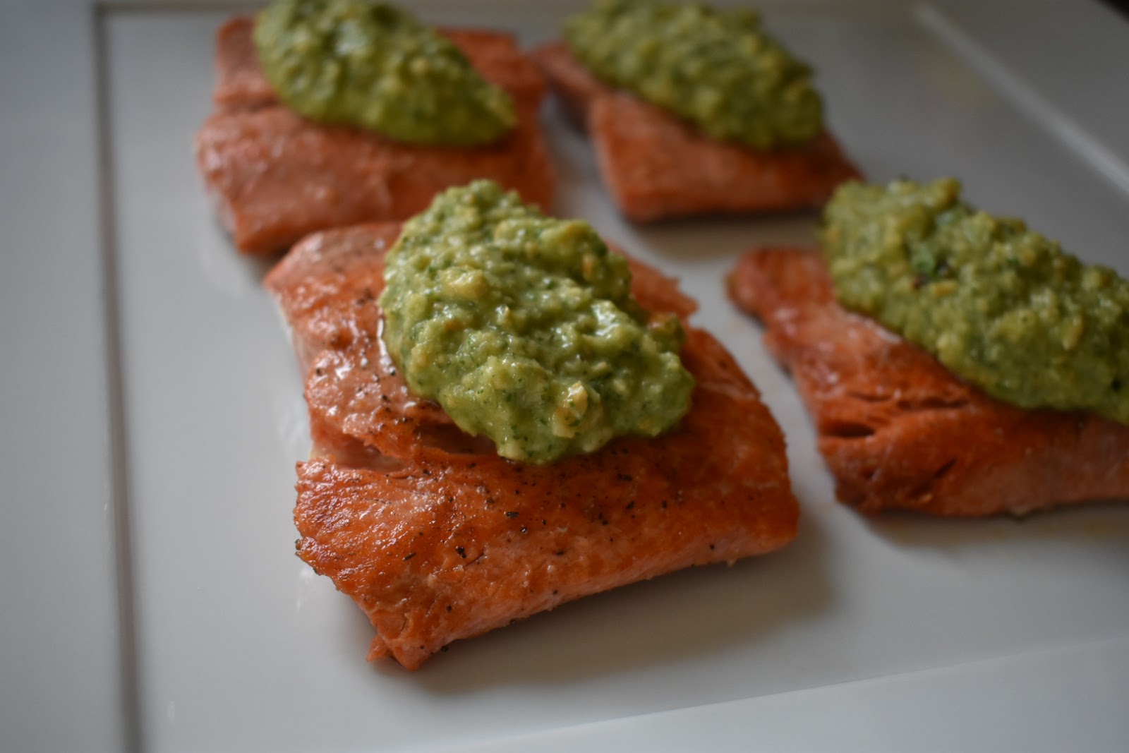 PanSeared Salmon with Macadamia Nut Pesto Chef Jen
