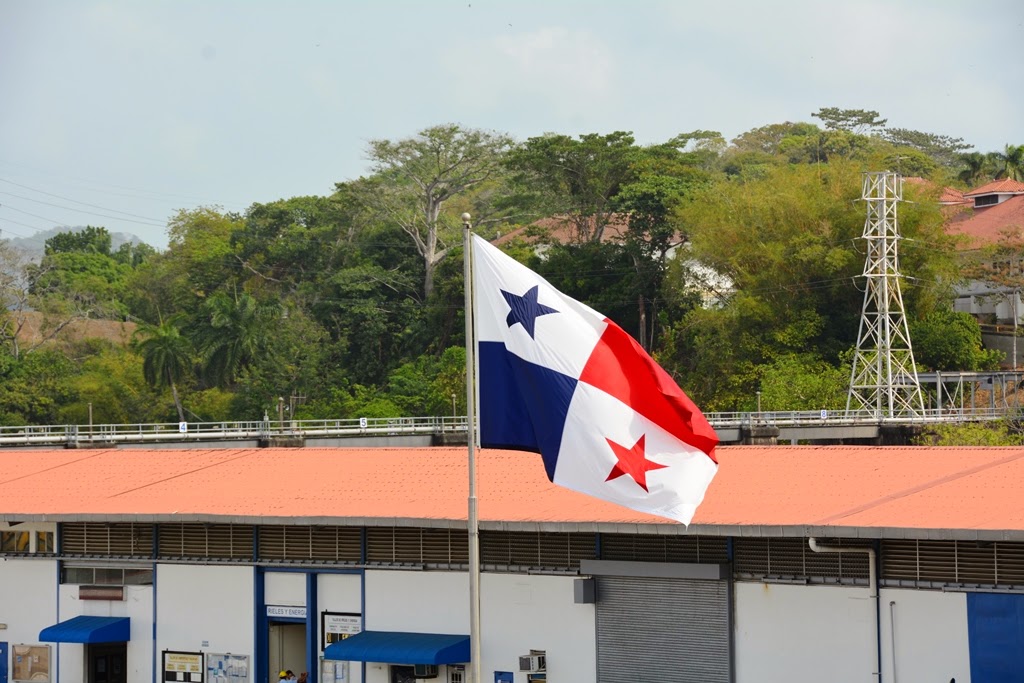 Panama Canal Miraflores Locks flag