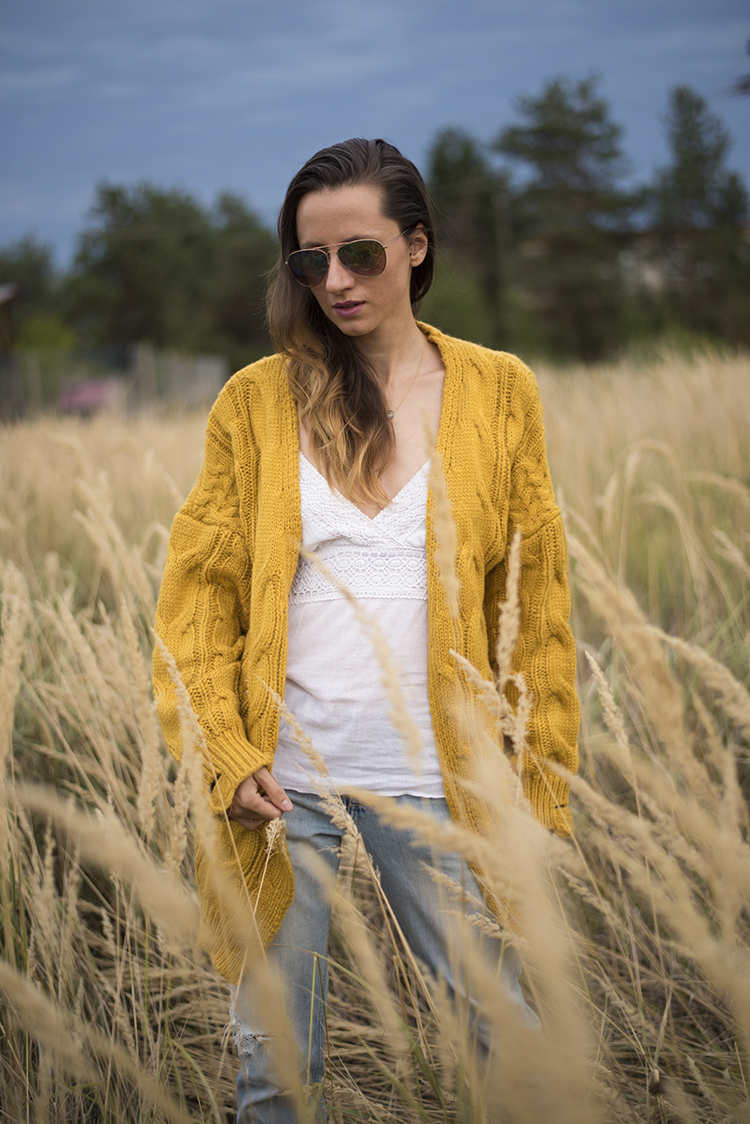 Skinny Buddha Mustard Cable Knit Cardigan Skinny Buddha Mustard Cable Knit Cardigan