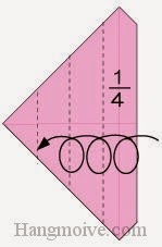 Bước 4: Gấp lần lượt tờ giấy từ phải sang trái đến khi hết, vị trí gấp là đường đứt đoạn.