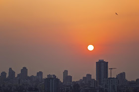 sunset, skywatch, colourful sky, bird, bandra, mumbai, india, urban, skyline, 