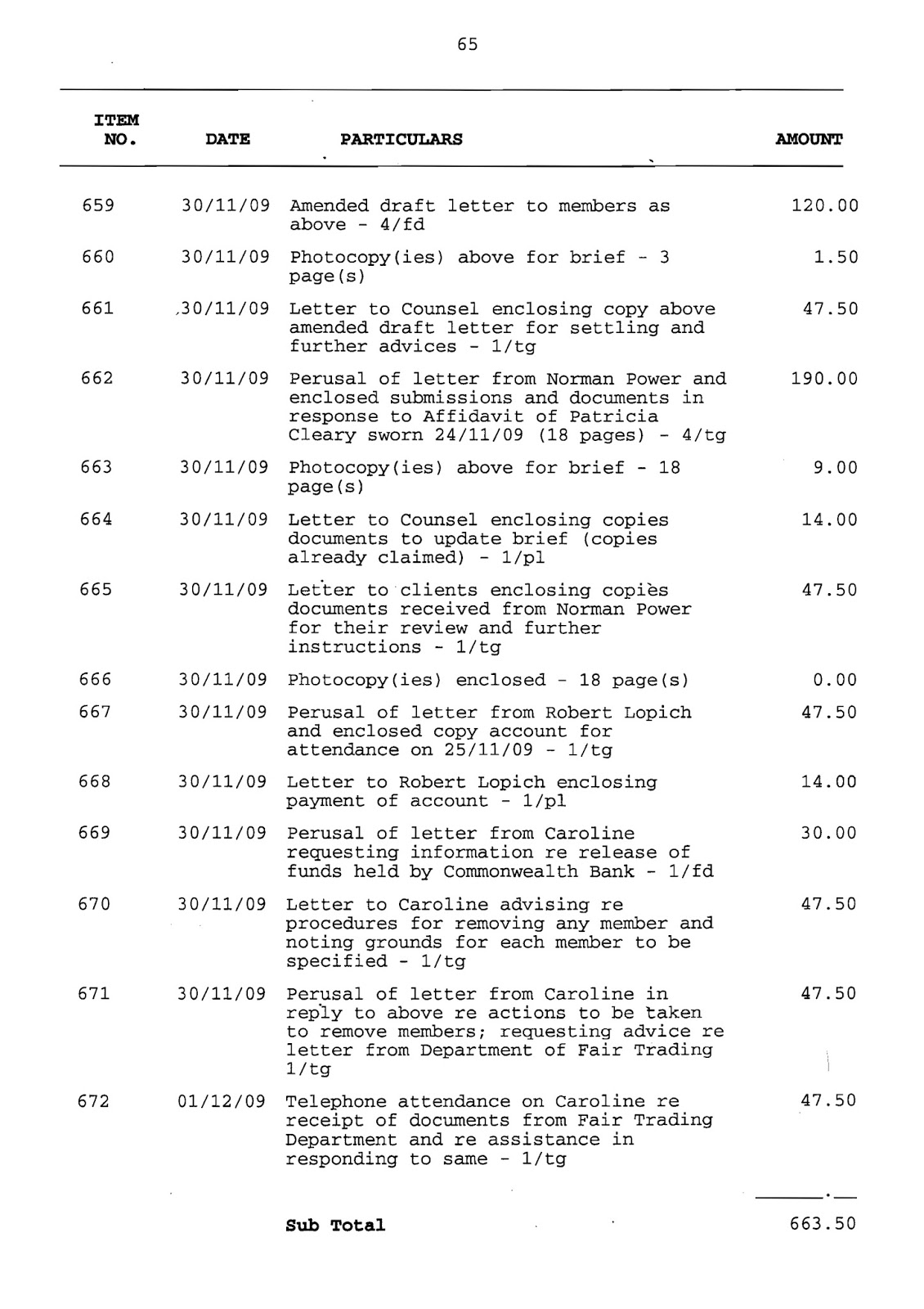 Filed Application for Assessment of Solicitor/Client Costs