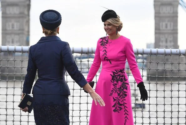 Queen Maxima wore OSCAR DE LA RENTA leaf patterned dress. Countess Sophie of Wessex wore Alexander McQueen dress