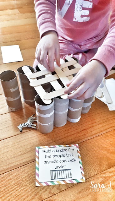 Free STEM challenges with a zoo theme.  Fun for preschool or elementary aged kids.