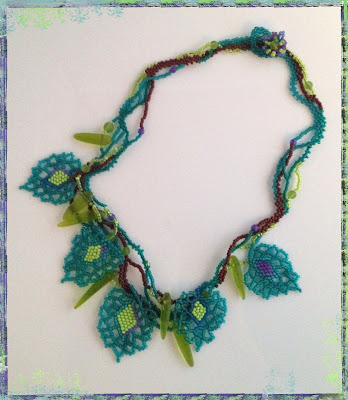 New Growth, freeform beaded necklace with cultured 'sea glass' shards by Karen Williams
