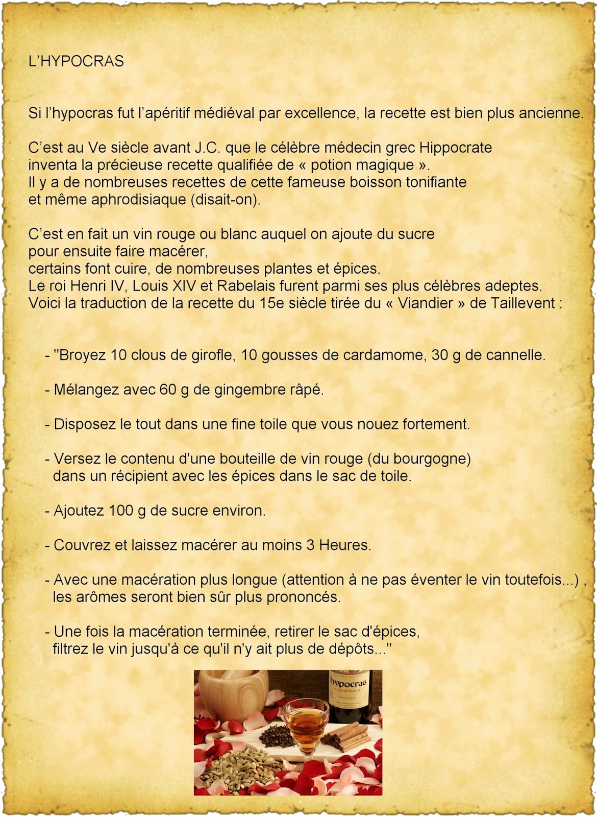 Hypocrasse Recette : Chen Gai France :): Recette Hypocras