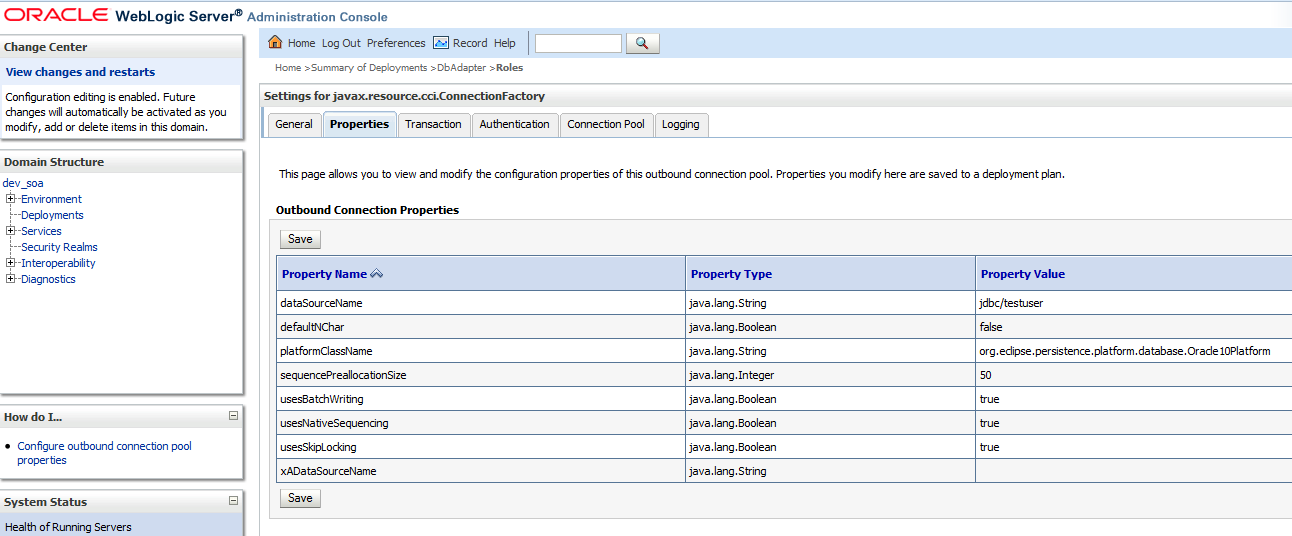Oracle SOA / Java blog DbAdapter, connection factories, connection