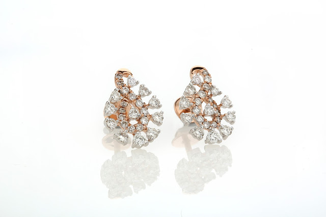 Entice Alina Collection_ All diamond ear studs in rose gold