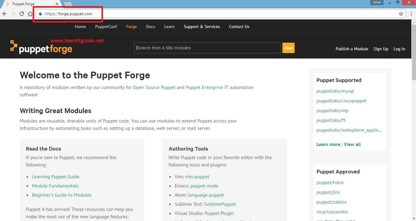 download pre-existing puppet modules from forge website