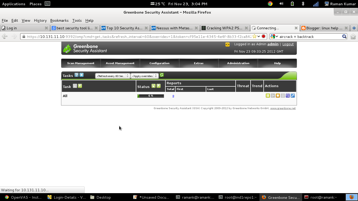 Extra tasks. OPENVAS. Greenbone.