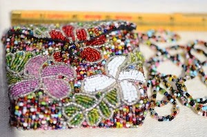 Hand Beaded Purse/Evening Bag From Bali with Beautiful Colorful Flowers