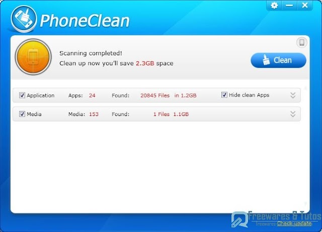 PhoneClean : un logiciel gratuit pour gagner de l'espace disque sur son iPhone