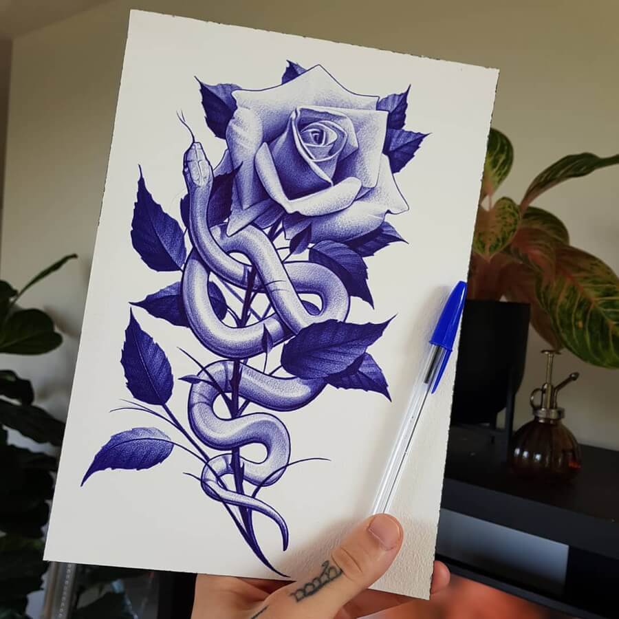 Two designs I did using ballpoint pens : r/TattooApprentice