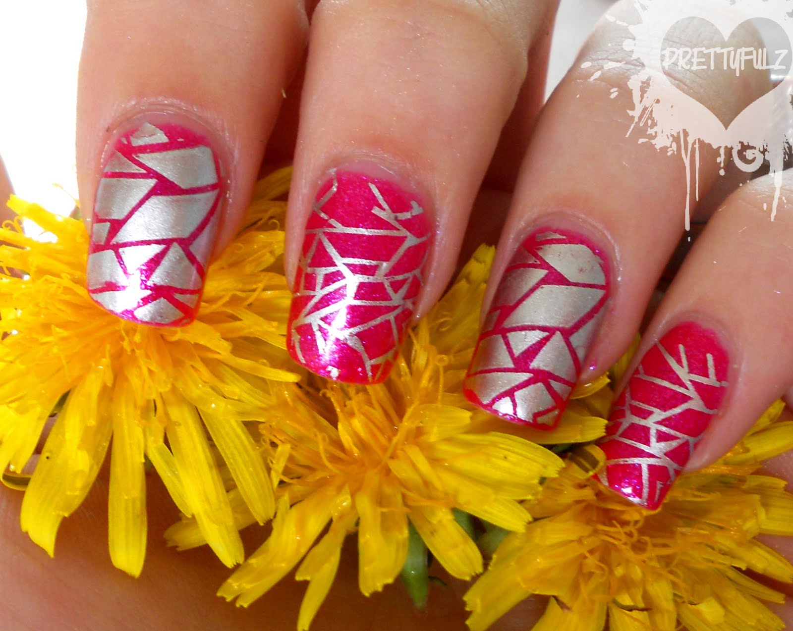 10. Pink and Silver Abstract Nail Art - wide 2