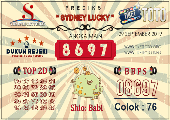 Prediksi Togel SYDNEY LUCKY TIKETTOTO 29 SEPTEMBER 2019