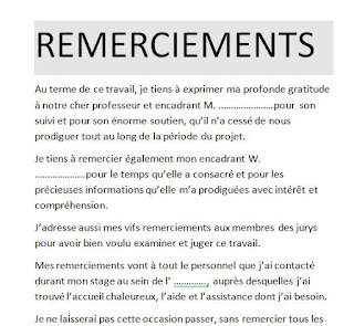 exemple de remerciement mémoire, exemple d'un remerciement d'un rapport de stage,