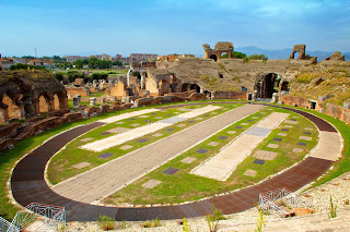 The remains of the Roman amphitheatre at Santa Maria Capua Vetere, where Malatesta was born