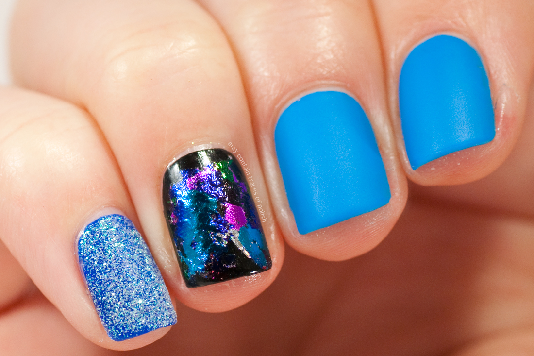 BLACK NAILS With BLUE Mosaic-Like Bubble NAIL DESIGN - Easy Manicure For  Beginners - YouTube